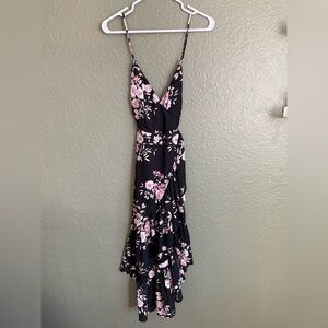 Lulu's Black and White High-Low Ruffled Sundress